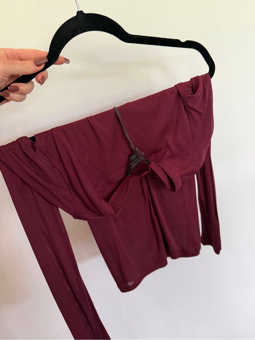 Mango Burgundy Off-Shoulder Stretch Top